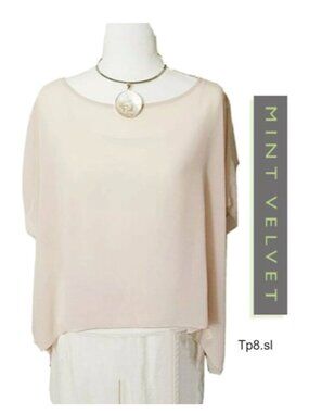 MINT VELVET Tunic Pink Sheer Hi-Low Cut Boat Neck